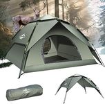 Camping Tent Automatic 2-3 Person Instant Tent Pop Up, Double Layer Waterproof & Windproof Dome Tent Removable Outer Easy Setup for Trekking, Families, Backpacking (Forest green)