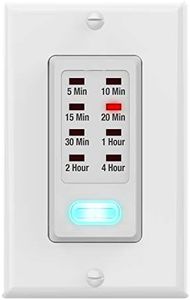 Fosmon 4 Hour Light Timer Switch, Programmable in-Wall Countdown Timer Switch for Lights, Fans, Bathroom, Heaters, 9 Setting 1875W, Neutral Wire Required, 5-10-30-60 Min, 2-4 Hour, ETL Listed