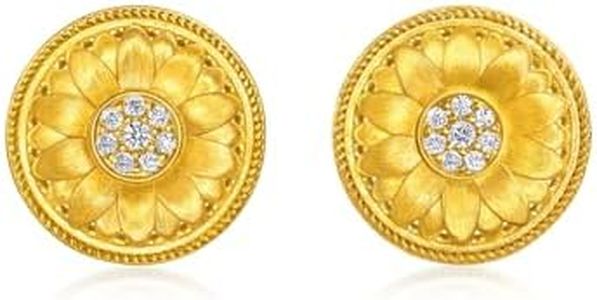 CHOW SANG SANG 999 24K Gold Cultural Blessings Lotus Mandala Diamond Stud Earrings for Women 95723E