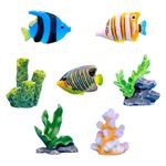 Voyyphixa 7 Pieces Artificial Coral Plant Gold Fish Aquarium Decorations for Fish Tank Decorative Aquarium Reef Fake Goldfish Ornament for Home and Office Simulation Aquarium (7 PCS)