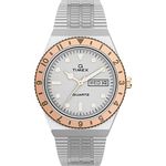 Timex 36 mm Q Timex Stainless Steel Rose Gold Two-Tone Case Two-Tone/Silver/Silver One Size
