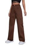 JIYA FASHION Women Wideleg Side Pocket Cargo Colour : Brown