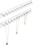 2 Pcs Necklace Holder, Acrylic Necklace Hanger, Wall Mont Necklace Organizer, Jewelry Hooks for Necklaces, Bracelets, Chains (Clear)