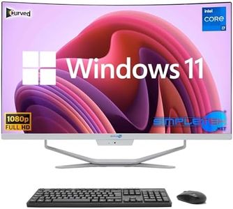 SIMPLETEK All in One AiO 27” FHD Curvo Windows 11 Pro Core i7 fino 3.6GHz 16GB RAM SSD 480GB Mouse Tastiera Wireless inclusi Webcam integrata PC Gaming Curved Streaming Casa Lavoro Computer Ragazzi