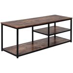 HOMCOM Industrial TV Stand for TVs up to 55", TV Cabinet with Storage Shelves Metal Frame, Media Console for Living Room, Rustic Brown