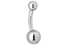 Forbidden Body Jewelry Belly Button Rings Extra Short Barbell Belly Ring Petite Double Ball Surgical Steel 14G 5/16 Inch, Stainless Steel