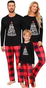 Pijama de Navidad a Juego de la Familia, Conjunto de Pijama de Navidad Familiar, Pijamas Navidad Familia con Camiseta Manga Larga y Pantalones Largos para Mujer Hombre Niñas Niños
