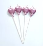 5G Retail Heart Metallic Candles for Birthday/Wedding/Engagement/Valentines Day/Theme Party/Candle for Theme Cake (Ste of 4 Pink Heart)