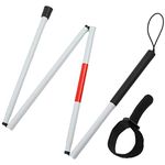 Blind Cane,Foldable Non-Slip Aluminum with Red Reflective Tape Night Reflective Crutch,Suitable for The Blind and Visually Impaired