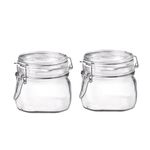 Bormioli Rocco Fido Clear Glass Jar with 85 mm Gasket,0.5 Liter (Pack of 2)