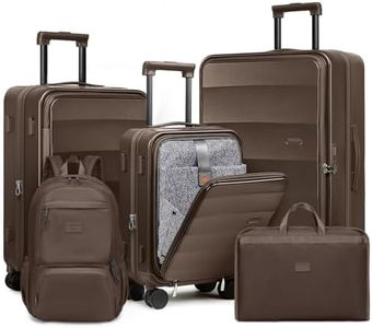 Joyway Expandable 5 Piece Luggage Sets with Front Pocket, Coffee