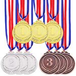 Swpeet 9 Pcs Winner Medals Gold Silver Bronze Award Medals, 1st 2nd 3rd Award Medals with Neck Ribbon, Olympic Style Medals Prizes for Competitions, Party Decorations and Awards