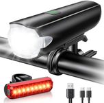 SUYIWEE 2026 New 1200LM Wide Angle Bike Lights for Night Riding, 3+5 Modes & IP65 Waterproof Bicycle Lights Front and Rear, Long-Lasting USB Rechargeable for Men Women Kids Bike Accessories