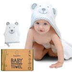 Bamboo Baby Towel - XL Hooded Baby Bath Towel - Complete Set with Bath Mitt - Works Great as Newborn Towels or Infant Towel - Perfect for Baby Registry & Gift - Natural Towel for Boys & Girls