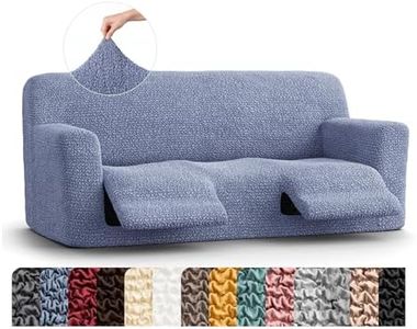 PAULATO BY GA.I.CO. Recliner Sofa Cover - Reclining Couch Slipcover - Soft Polyester Fabric Slipcover - 1-Piece Form Fit Stretch Furniture Protector - Microfibra Collection - Blue (Couch Cover)