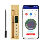 Wireless Smart Meat Thermometer, 200M Bluetooth Meat Thermometer with Temperature Alarm, Digital Cooking Thermometer for Oven, Grill, Kitchen, BBQ, Smoker & Air Fryers