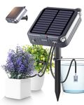 Solar Irrigation System Kit with Early Warning Function,DIY Solar Automatic Drip Irrigation Kits,Automatic Watering System For Plants with 15m Watering Hose &15 Drippers for Balcony/Garden/Courtyard