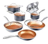 Gotham Steel 12 Piece Pots and Pan Set, Non Stick Cookware Set, Pots and Pans, Pot Set, Pot and Pan Set, Cooking Set, Ceramic Coated, Ultra Durable, Oven and Dishwasher Safe, 100% Toxin Free - Copper