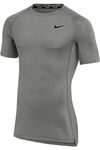 Nike Mens Pro Fitted Short Sleeve Training Tee, Grey, Large