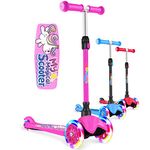 BELEEV Scooter for Kids Ages 2-6, 3 Wheel Kick Scooter for Toddlers Girls Boys, 4 Adjustable Height, Lean to Steer, Light up Wheels, Easy to Assemble, Lightweight Scooter for Children (Pink)