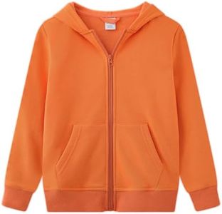 UMELOK Kids Active Zipper Hoodie Long Sleeve Sweatshirt for Boys Girls with Kangaroo pockets Size 8, Orange