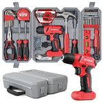 Hi-Spec 57 Piece Home DIY Tool Kit Set & 8V Drill Driver for Wood & Plastics. All Purpose Hand Tools for Household & Office DIY Repair & Maintenance. Stored in a Compact Carry Case