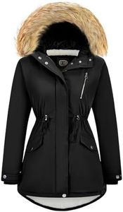 FASRYKOC Women's Fur Hood Winter Parka Thicken Winter Jacket Coat Hooded Puffer Coat with Removable Fur Trim, Upgrade Black, Large