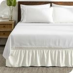 Bare Home Wrap Around Bed Skirt - Adjustable and Ruffled - 15-inch Tailored Drop - Easy Fit - Machine Washable (Twin XL, Cream)