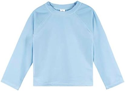 Gerber Unisex Baby Toddler UPF 50+ Long Sleeve Rashguard Swim Shirt, Light Blue, 18 Months