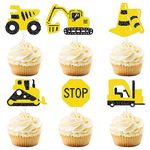 24 Pcs Excavators Tractor Birthday Cupcake Topper Construction Dump Truck Car Cupcake Decoration for Excavators Themed Birthday Party for Kids Boys Man Birthday Party Supply