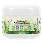 Tea Tree Oil Antifungal Cream: Natural Treatment for Athlete's Foot, Jock Itch, Fungal Folliculitis, Heat Rash, Ringworm, and Tinea Versicolor, Soothing & Hydrating Formula, 100g