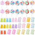 SUNNYCLUE 1 Box 42Pcs Sweet Candy Charms Lollipop Gummy Bear Resin Slime Charms Polymer Clay Pendants for Earring Bracelet DIY Jewelry Making