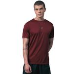 ATICX Slim Fit Polyester Sports T-Shirt for Men - Round Neck Quick Dry Half Sleeve Breathable Stylish Gym & Workout Tee for Running, Cycling, Football, Swimming, Training, Burgundy Bliss, M