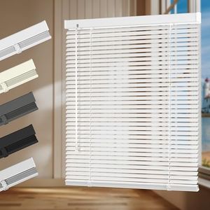 HOTSOON Aluminum Mini Blinds 1 Inch Metal Slat Darkening Venetian Blind New Horizontal Window Blinds Anti-UV Waterproof Venetian Blind for Office Home Windows, White, 78" W x 78" H