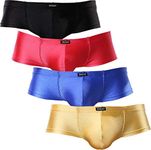 IKINGSKY Men's Cheeky Thong Underwear Sexy Mini Cheek Boxer Briefs (Large, 4 Pack)