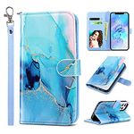 ULAK Compatible with iPhone 12 Pro Max Wallet Case for Women, iPhone 12 Pro Max Case Marble, Durable PU Leather Flip Wallet with Card Holders Wristlet Stand Phone Cases for iPhone 12 Pro Max 6.7''