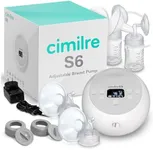 S6 Adjustable Breast Pump by Cimilre, Customizable Pump Sessions with Multiple Cycle Speeds & Hospital Strength Suction Levels, Double Electric Breast Pump