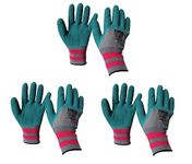 RIANZ Heavy Duty Reusable Gardening Gloves for Garden outdoor Work - 3 Pairs (Green Color)