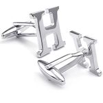 HONEY BEAR Mens Initial Alphabet Letter Cufflinks for Business Wedding Gift (H)