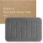 Dorai Home Bath Stone – Luxury Stone Bath Mat – Instantly Removes Water – Non-Slip Surface – Modern and Stylish Design – Rubberized Bottom Pad – Rain Slate