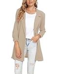 MINTLIMIT Women Long Lapel Blazer One Button Suit Jackets Office Formal Blazers Outwear (Khaki Large)