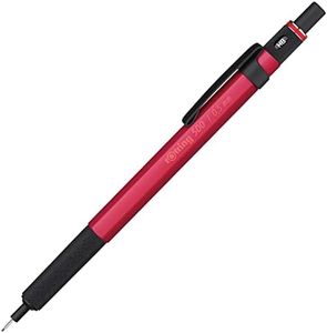 rOtring 500 Mechanical Pencil | 0.5mmHB Lead | Red hexagonal plastic barrel and non-slip textured metal grip