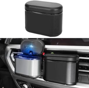 Zacxoxsr Multi-spot Placed Car Ashtray Removable Detachable Alloy with Lid Blue Led Clamped&Glued Beside Door Air Outlet Behind Seat Black