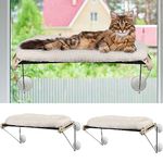 Thyle 2 Pack Cat Window Perches for Indoor Large Cats Window Hammock Cat Window Seat Cat Window Bed Cat Window Shelf with Supported Under Metal Suction Cups Pet Bed for Sunbathing Napping Overlooking