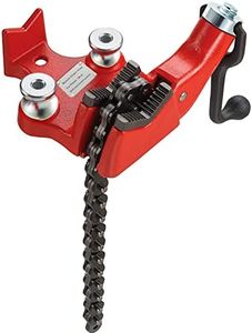 VEVOR Screw Bench Chain Vise | 1/8"-5" Pipe Capacity | Heavy Duty Pipe Chain Vise with Crank Handle | Neoprene-Coated Jaw | Durable Cast Iron Material | Ideal for Various Pipes