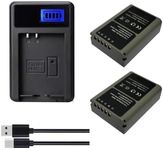 2400mAh BLN-1 PS-BLN1 Camera Battery + LCD USB Charger for Olympus OM-D E-M1, Olympus Pen F, OM-D E-M5, Pen E-P5, OM-D