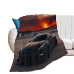 Soft Cozy Throw Blanket for Couch Bed Chair Sofa Car Outdoor Travel Blankets Flannel Lightweight Warm R35 Black Front Wide Body Vehicle JDM Tuning Japanese Car Retro Blanket 40"*50" （100 * 130cm）