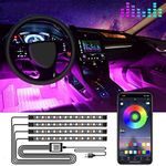 LED Car Lights with App Control, Car LED Strip Lights, Smart Interior Car Lights with DIY Mode and Music Mode, Under Dash Interior Lights for Car with Smart USB Port, Fit for Cars, Trucks, SUVs