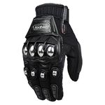 ILM Steel Knuckle Touchscreen Motorcycle BMX MX ATV MTB Motocross Dirt Bike Racing Downhill Gloves (L, Black) Model 10C