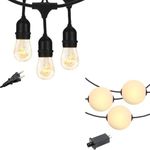 Brightech Bundle: 30 ft Plug in Orb String Light + 48 ft String Light, Dimmable 11w